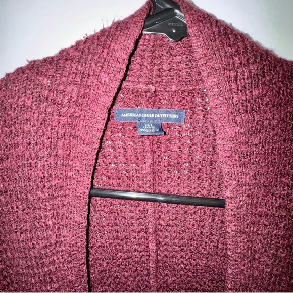 American Eagle Outfitters Maroon Waffle Knit Oversized Cardigan XS/S - Picture 2 of 9